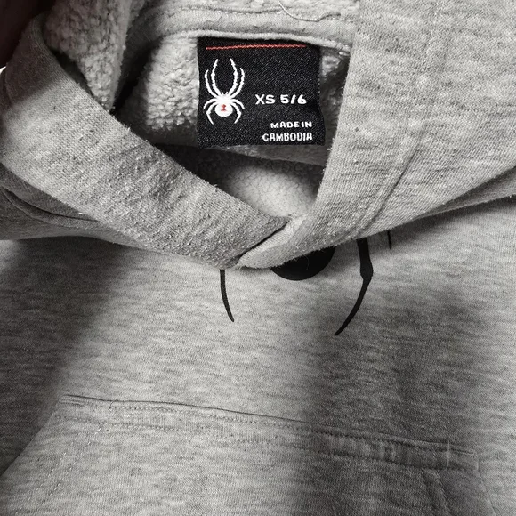Gray Spider Logo Boy's Size 5/6 Fleece Hoodie - Picture 7 of 10